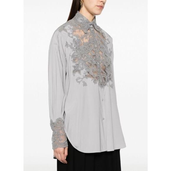 Ermanno Scervino Gray and Black Blouse - Picture 2 of 12